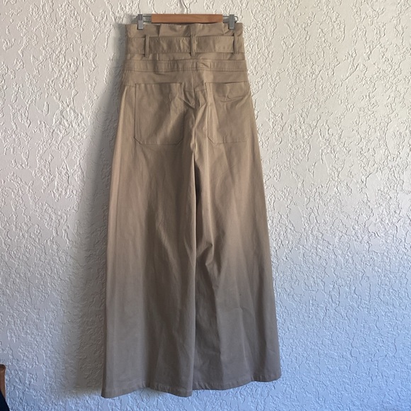 NWOT Zara Khaki wide leg high waisted belted pant size M - Picture 9 of 10